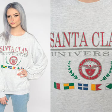 Santa Clara University Sweatshirt California Sweatshirt 90s Shirt Grey College Graphic 80s Vintage Crewneck Jerzees Extra Large xl 
