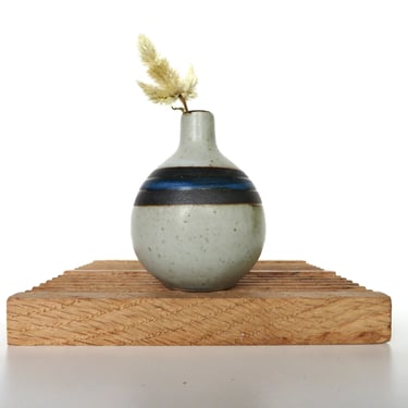 Vintage Otagiri Blue Horizons Pottery Bud Vase, Mid Century Modern Small Stoneware Weed Pot 