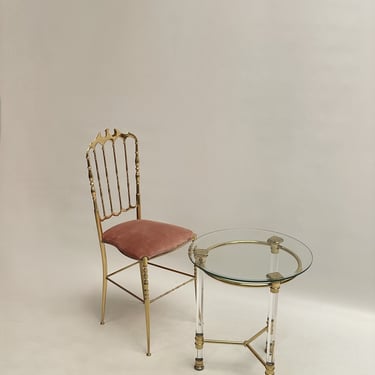 Hollywood Regency Set of 2 Chiavari Chairs - Side Table, Italy 1950s 