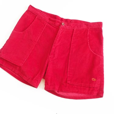 vintage OP shorts / corduroy shorts / 1970s faded red OP Ocean Pacific tan corduroy shorts baggies 34 