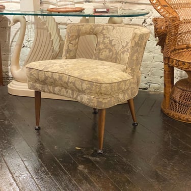 1950s Upholstered Club/Slipper Chair on Walnut Peg Legs, C.1950s - *Please ask for a shipping quote before you buy. 