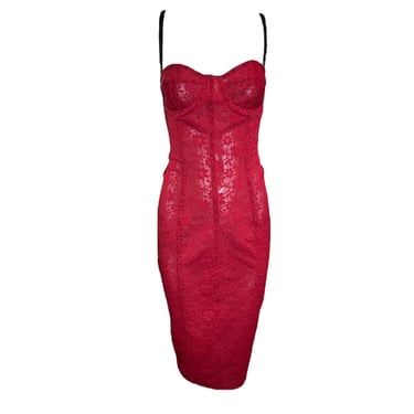 D&amp;G Red Floral Bustier Corset Lingerie Dress