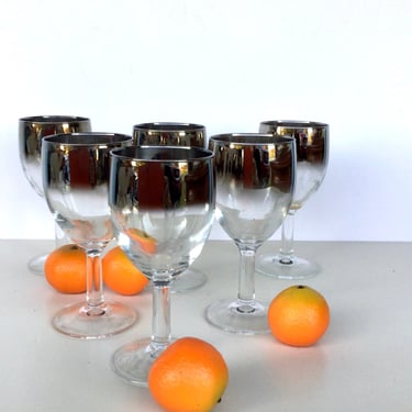 MCM Mad Men Hombre Silver Wine Glasses - Set of 6 - Very Dorothy Thorpe! 