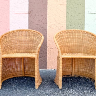 Pair of Cute Wicker Barrel Chairs