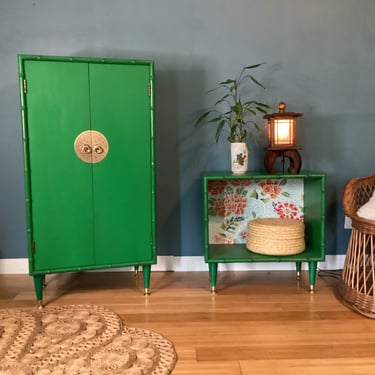 Chinoiserie cabinet and nightstand 