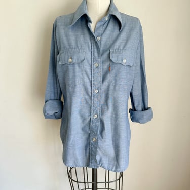 Vintage 1970s Levis Orange Tab (?) Chambray Denim Shirt / M 