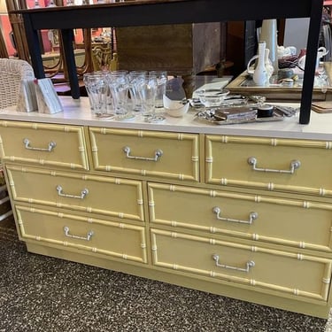Faux bamboo MCM dresser with laminate top 58 x 17 x 31” Please call to purchase 202-232-8171