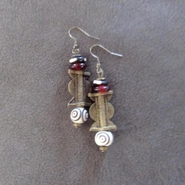 Bronze baule and bone earrings 