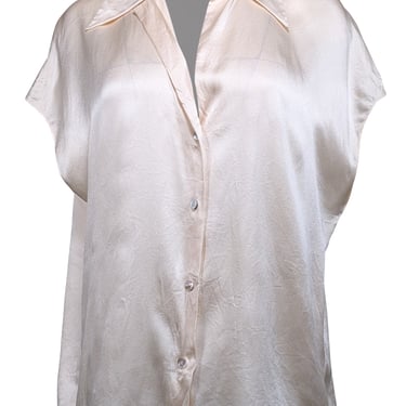 Vince - Cream Satin Cap Sleeve Blouse Sz L