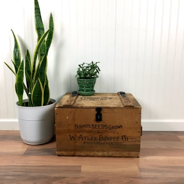 Burpee's Seeds wooden advertising crate - vintage storage 