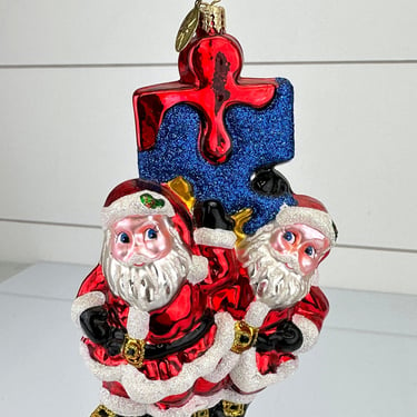 Christopher Radko MIRACLES AWAIT SANTA Autism Charity Puzzle Christmas Ornament 