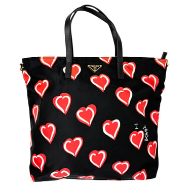 Prada Black + Red Heart Nylon Bag