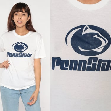 Penn State Shirt 90s Pennsylvania University T-Shirt PSU Nittany Lions Graphic Tee College Football Sports TShirt White Vintage 1990s Medium 
