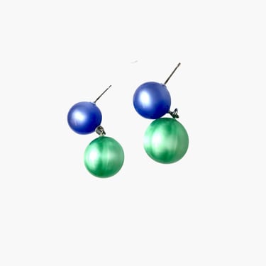 Lollipop drop earrings, blue and green