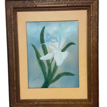 Iris Oil Painting on Silk By Dimoka - California Artist