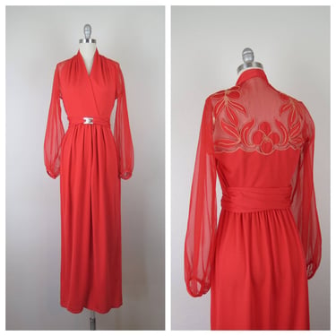 Vintage 1970s, 1980s Lillie Rubin formal gown, dress, cocktail, party, illusion 