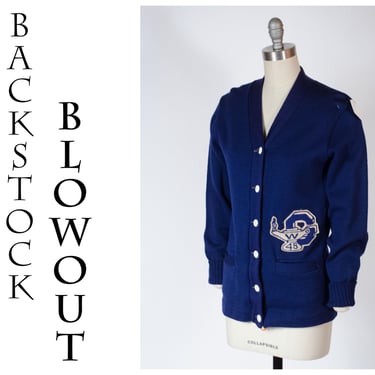 4 Day Backstock SALE - Medium - Vintage 1940s Wool Cardigan School Letter Sweater - Item #43 
