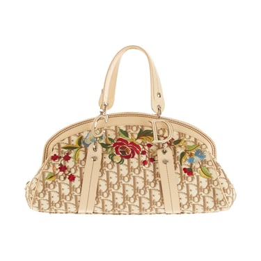 Dior Beige Floral Logo Top Handle Bag