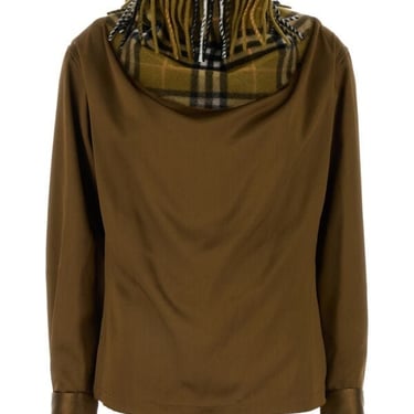 Burberry Women Biscuit Satin Blouse