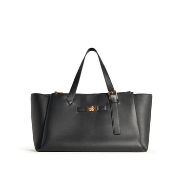 Versace Black Embossed Leather Duffel Bag Men