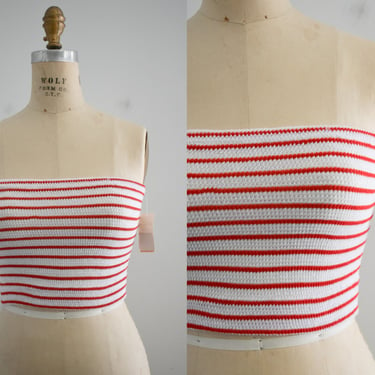 1970s NOS Red and White Striped Tube Top 