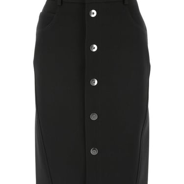 Bottega Veneta Women Black Stretch Wool Blend Skirt