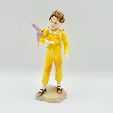 Vintage 1954 Yellow Suite Boy with Parakeet Bird Modelled by F.G. Doughty RW3087 Royal Worcester Figurine Made in England by LeChalet