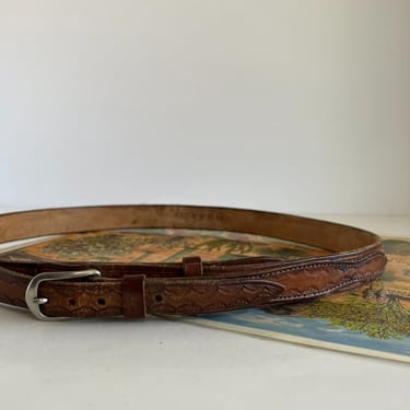 Handmade in Mexico 90s Vintage Brown Genuine Leather Wrap Belt - Large 