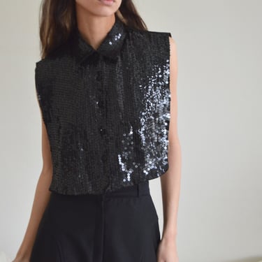 sequin collared dickie top 