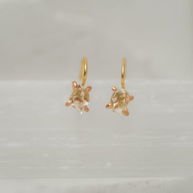 14k-18k Gold Herkimer Quartz Hook Earrings