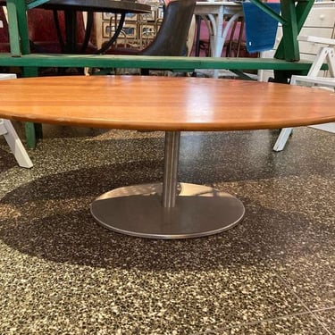 Heavy metal base cherry wood top coffee table 47” x 28.5” x 16.5”