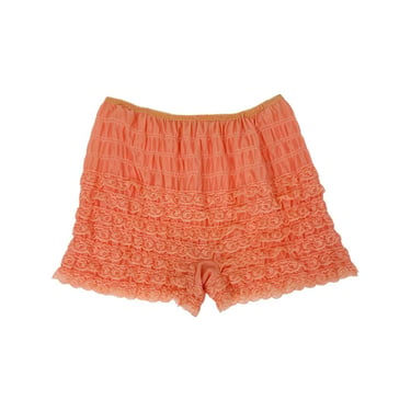 Vintage 1970s Lace Ruffle Bloomers Shorts Peach 