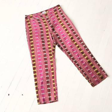 1990s Ozbek Cropped Printed Pants 