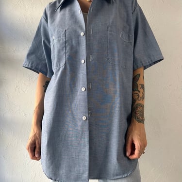 70s 'Big Mac' Embroidered Short Sleeve Button Up Shirt / Large 