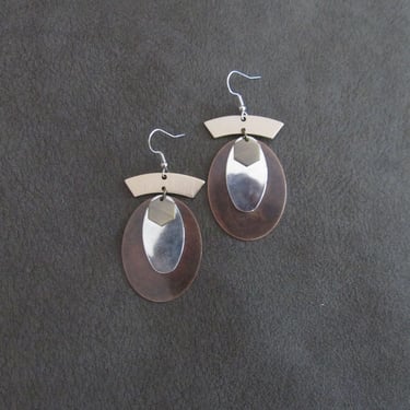Mid century modern earrings, rustic mixed metal earrings 2 
