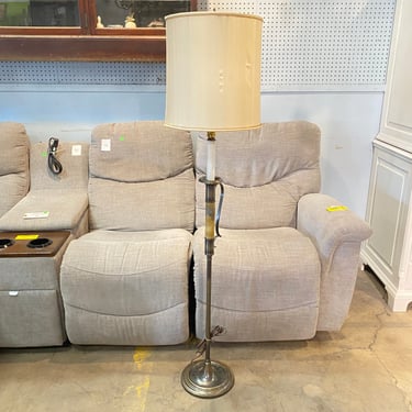 Vintage Brass Floor Lamp with Unique Enamel Decoration