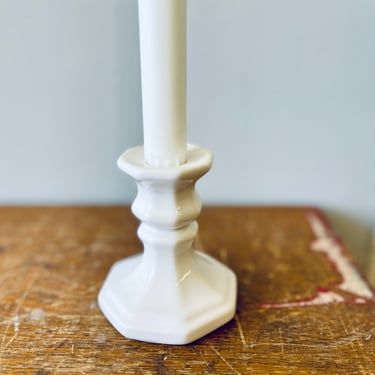 Milk glass Candlestick Candleholder | White Glass Candleholder | Candle Holder | White Vintage | Wedding Table | Single Candlestick 
