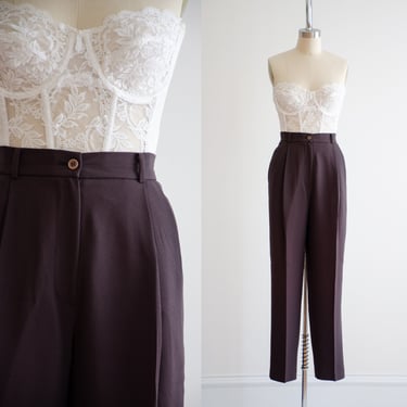 high waisted pants 90s vintage brown dark academia pleated trousers 