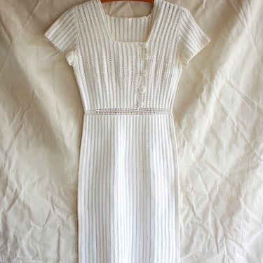 30s 40s Crocheted Off-White Dress Size XXS / XS 