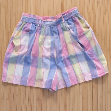 Pastel Plaid Cotton Shorts L/XL