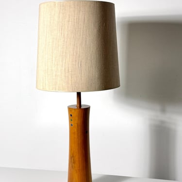 Vintage Gordon and Jane Martz Walnut and Inlaid Ceramic Table Lamp Marshall Studios Mid Century Modern 1960's 
