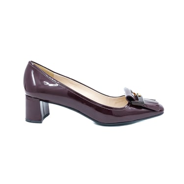 Prada Burgundy Kiltie Block Heel Loafers, 36