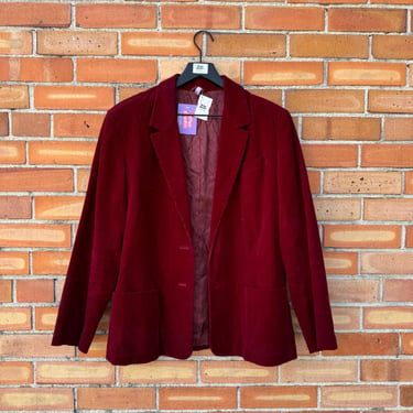 vintage 70s maroon burgundy corduroy red blazer / l large 