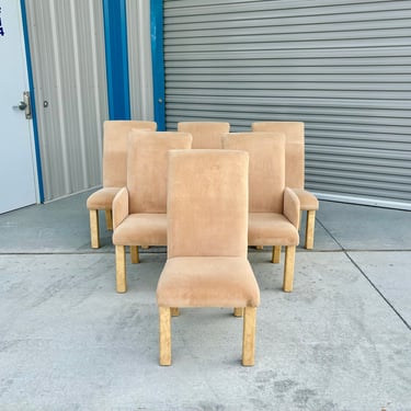 1970s Mid Century Burl Dining Chairs - Set of 6 