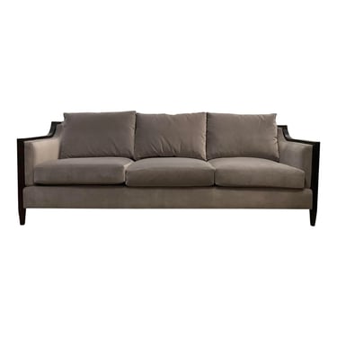 Theodore Alexander Modern Gray Velvet Sofa