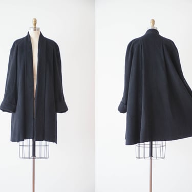 black wool coat | 80s 90s vintage dark academia heavy warm wool oversized cape swing clutch coat 