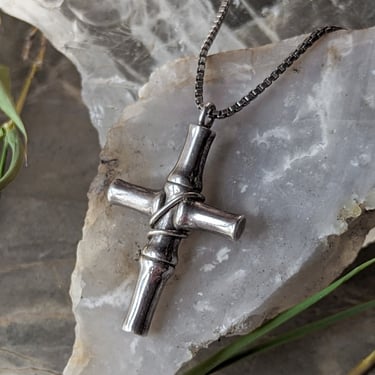 Gucci Sterling Bamboo Cross Pendant Necklace
