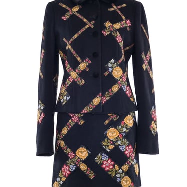 Moschino Tapestry Ribbon Trimmed Skirt Suit