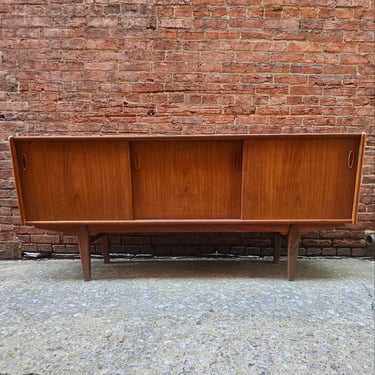 Danish Teak Credenza with Mirror Backed Bar Area
