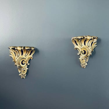 Pair of French Louis XV-Style Brass Wall Sconces, c.1960’s 